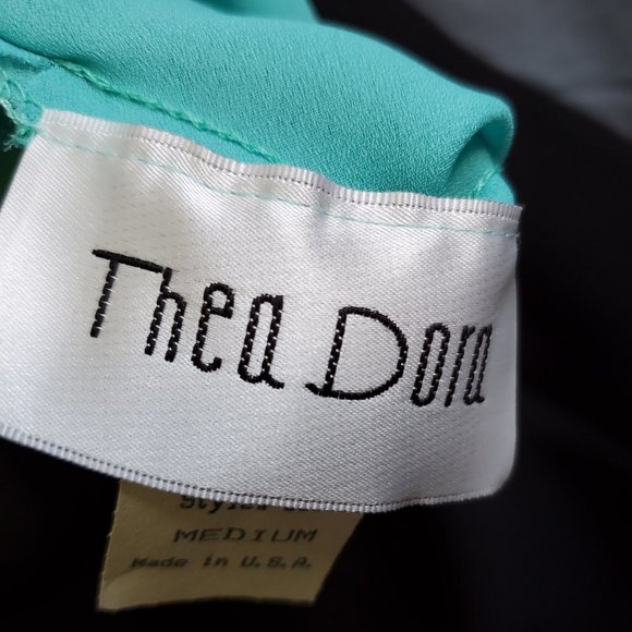 Thea Dora Gown. Black and Teal Size Medium - Picture 5 of 6